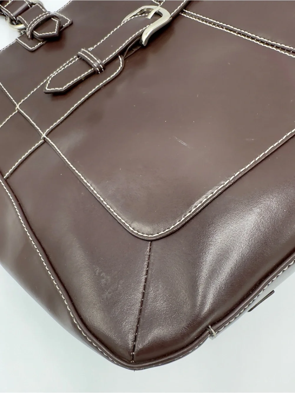 Wilsons Leather Dark Brown Tote with Silver Hardware